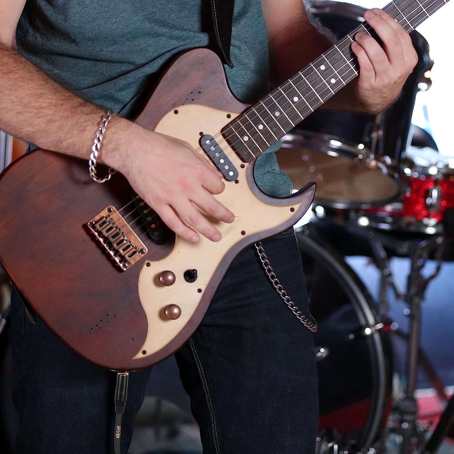 Clef Audio Labs Instrument Guitar Cable, 15ft - 1/4 inch TS, Guitar AMP Cord, 22