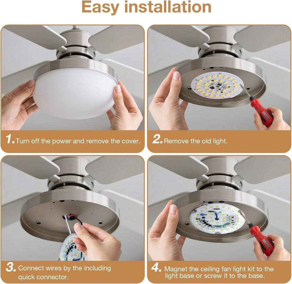 4 inch LED Retrofit Light Kit for Ceiling Fan Light Replacement Panel PCB 18W...