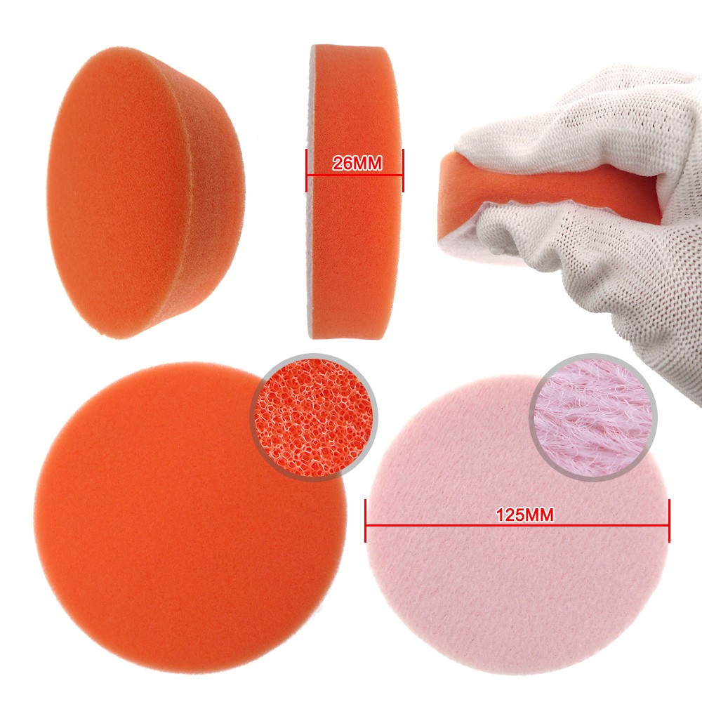 1"-7" Car Polishing Sponge Pad Buffing Buffer Pads Waxing Hook and Loop Back
