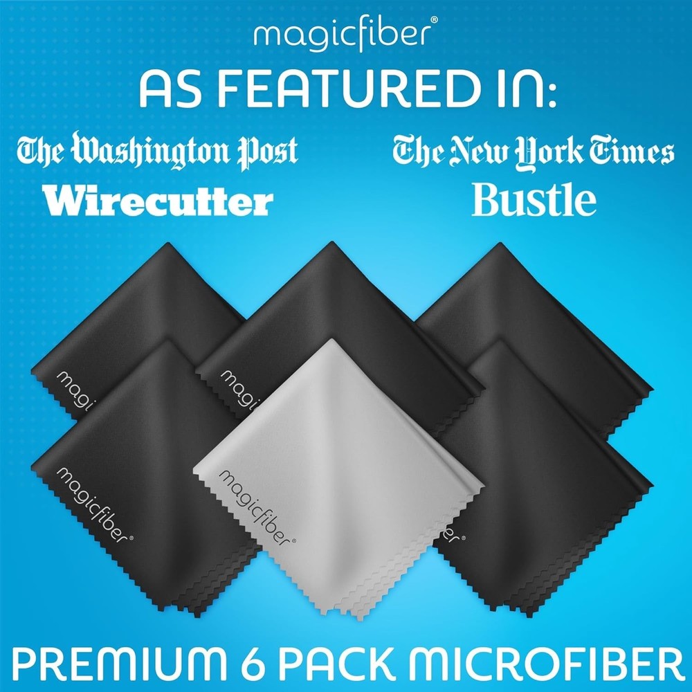 Microfiber Cleaning Cloths 6-Pack - Scratch-Free Solution for Eyewear & Tech