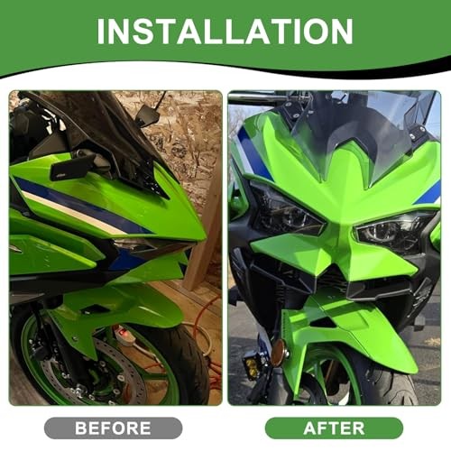 Ninja500 Motorcycle Front Fairing Winglet - Spoiler Fixed Wing Kit Beak Black