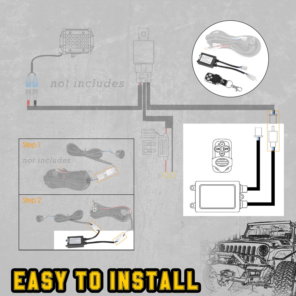 Strobe Switch Wireless Remote Control For Wiring Harness Kit LED Light Bar 12V