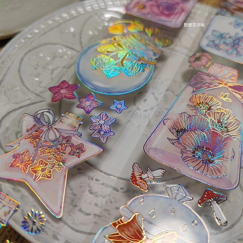 Flower Bottles Embossed Foiled PET Tape SAMPLE LOOP