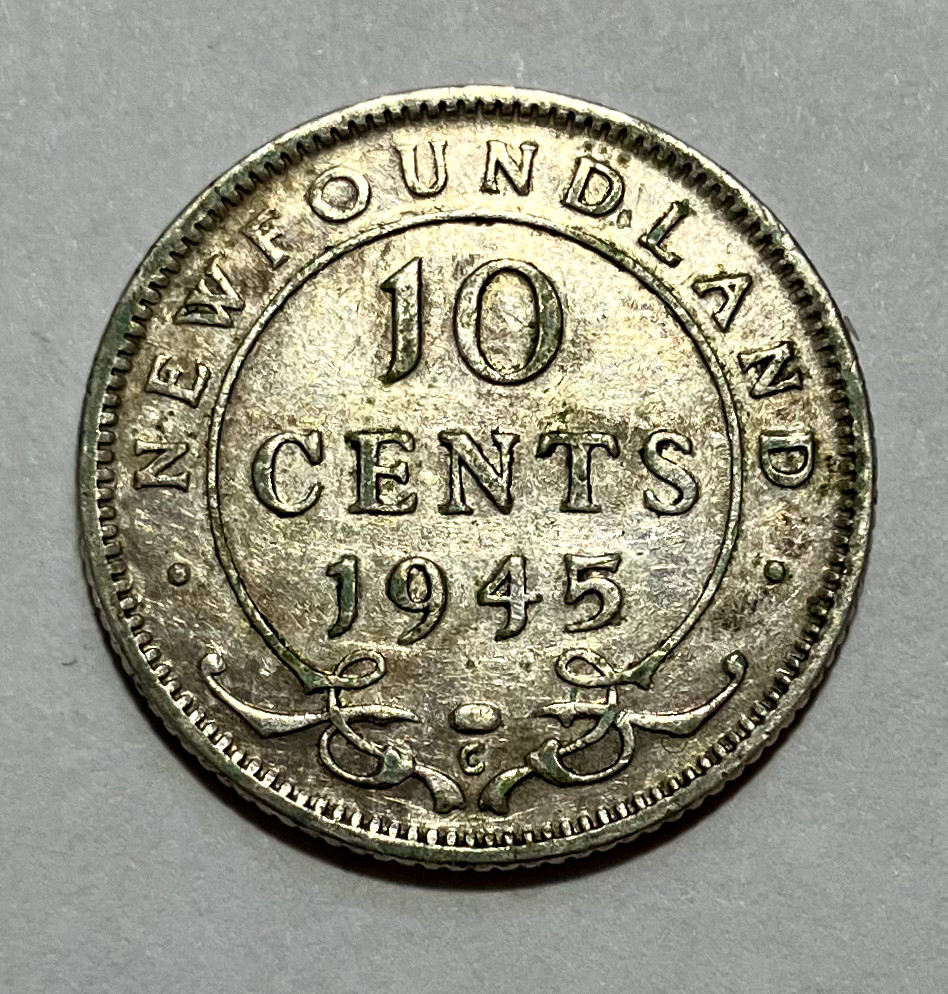 1945 Newfoundland Silver 10 Cents