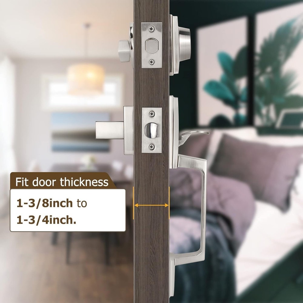 Adjustable Front Door Lock with Lever Handle - Modern Style
