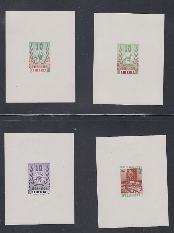 Liberia # C93-96 MNH Imperf COLOR TRIAL Sheetlets UN 10th Anniversary