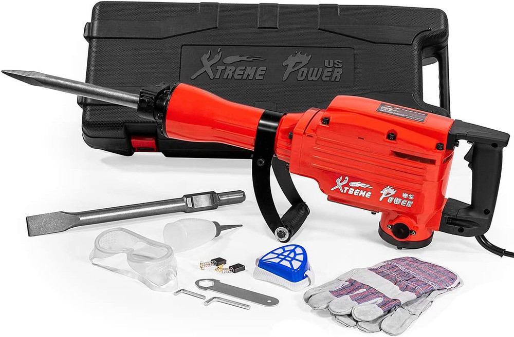 Xtremepowerus 2200W Demolition Jack Hammer Flat Chisel Bull Point Chisel Bits De