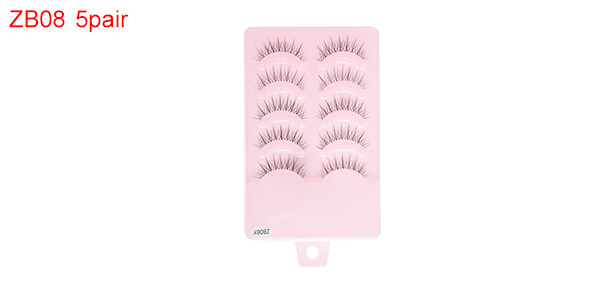 Natural False Eyelashes for Makeup Black ZB08 5 Pair