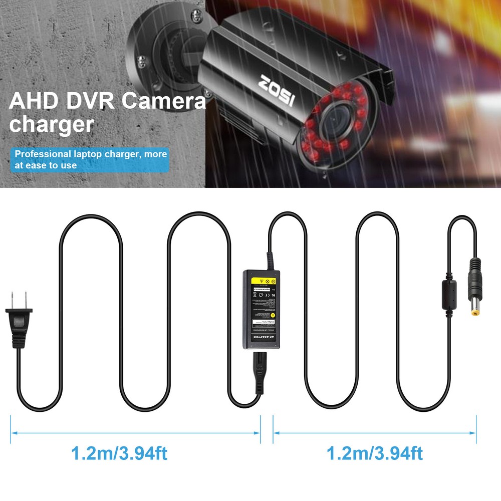 12V 5A Power Supply Adapter + 8 Way Splitter Cable for NVR DVR Security Camera