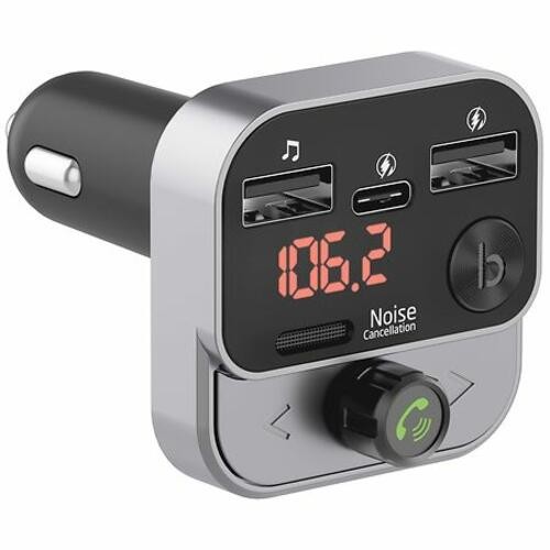 NEW Just Wireless FM Transmitter with USB-C and USB-A Charging Port - Black