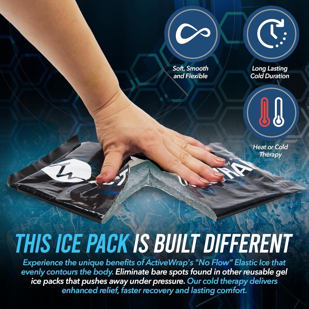 Knee Ice Pack Wrap Cold Compression Brace with 2 Gel Pads Reusable