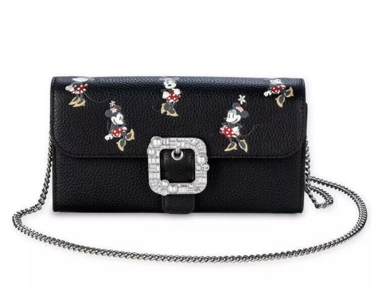 NWT Kate Spade Disney Minnie Mouse Clutch Crossbody Pearl Buckle Black Multi