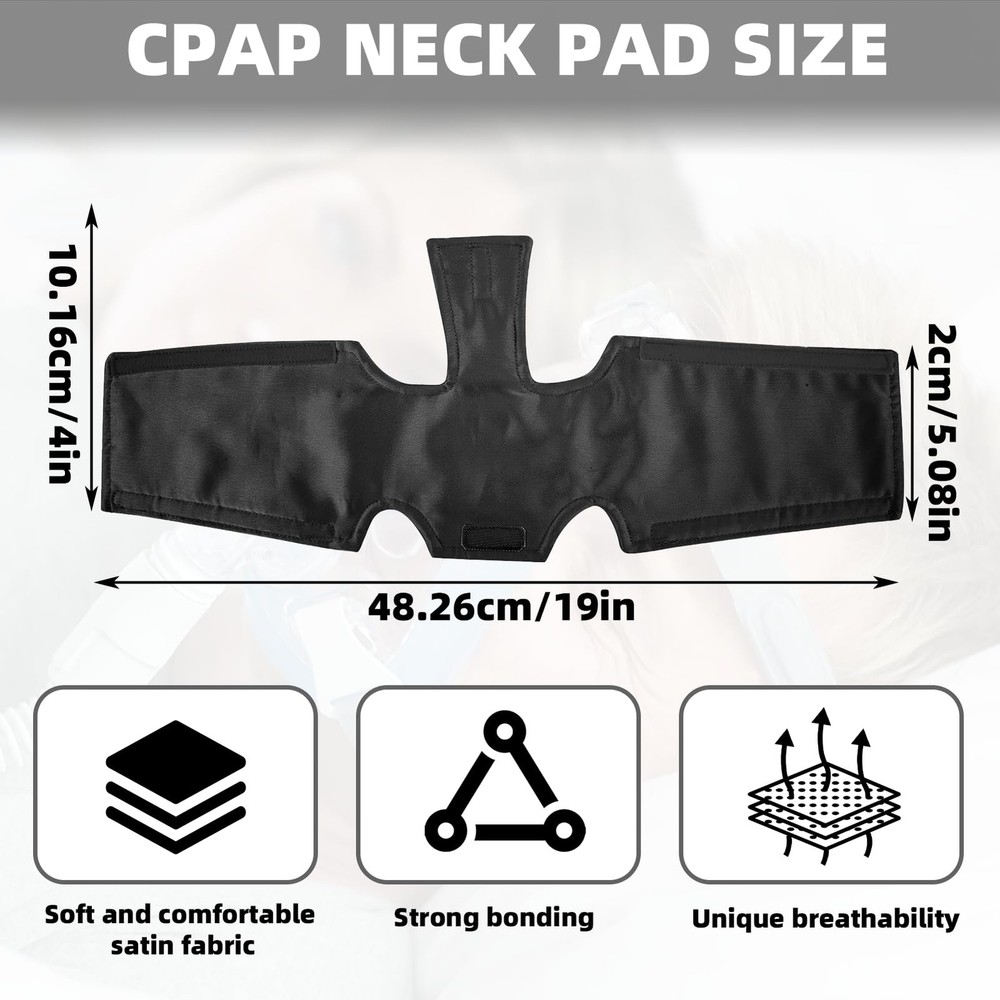 Satin CPAP Strap Covers Soft, Neck Pad for Headgear Straps, Black