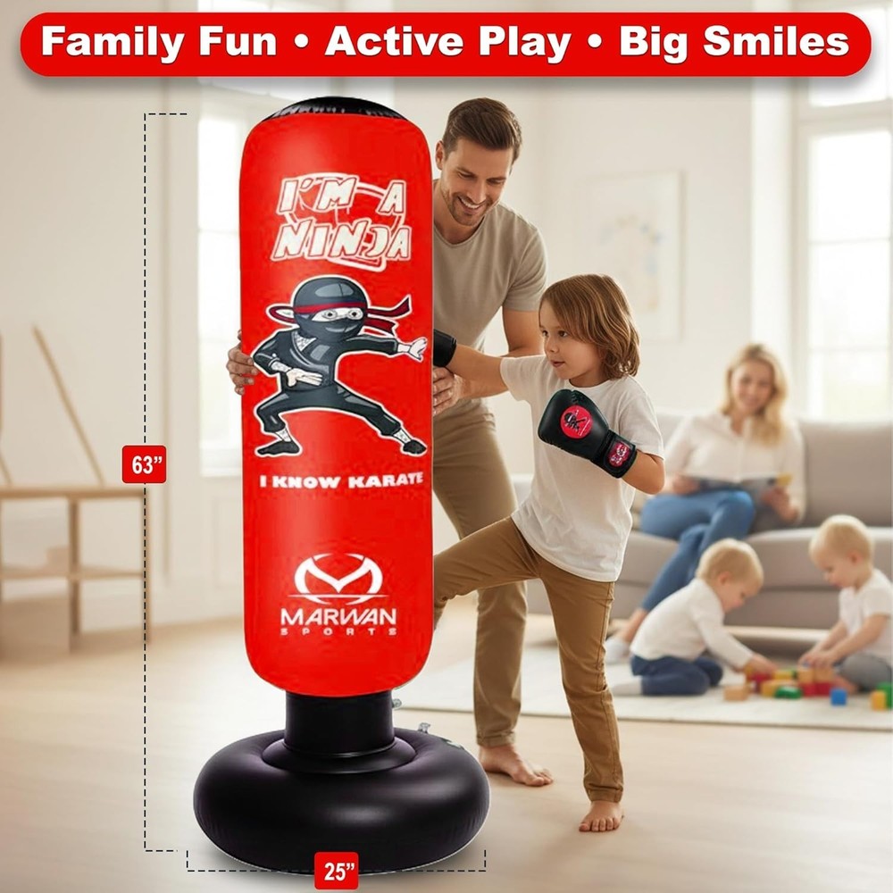 Kids Ninja Inflatable Punching Bag Set