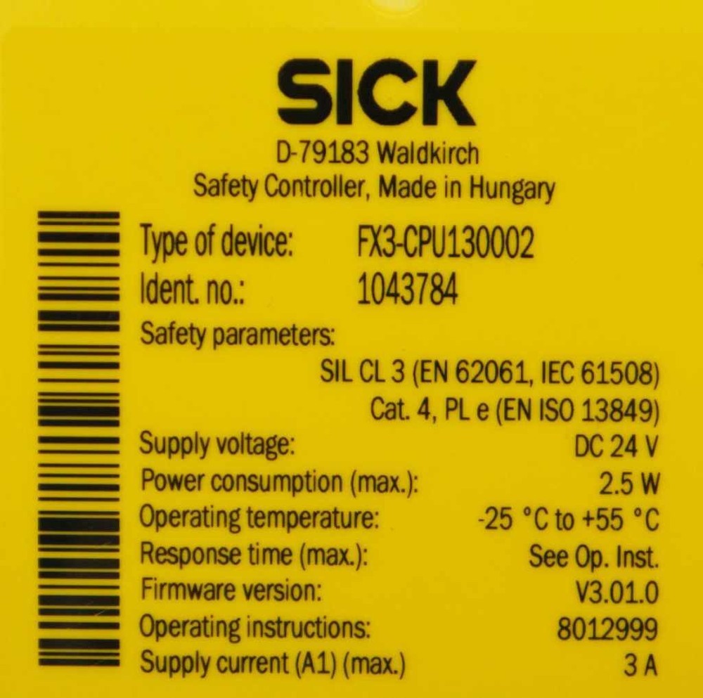 Sick FX3-CPU130002 1043784 safety controller / safety controller -used-