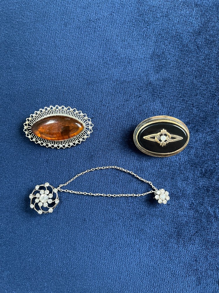 Russian antique silver brooches. 875 silver