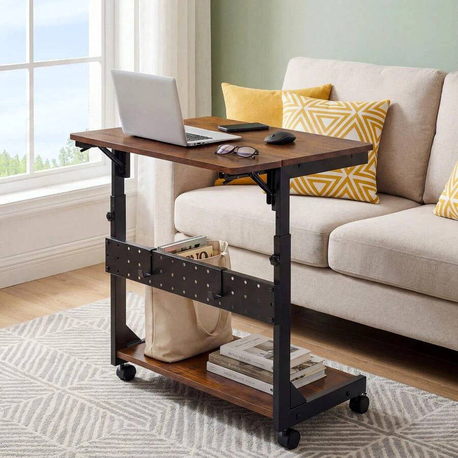 2-Tier Tower Stand, Height Adjustable PC Stand, Computer Cart Withp