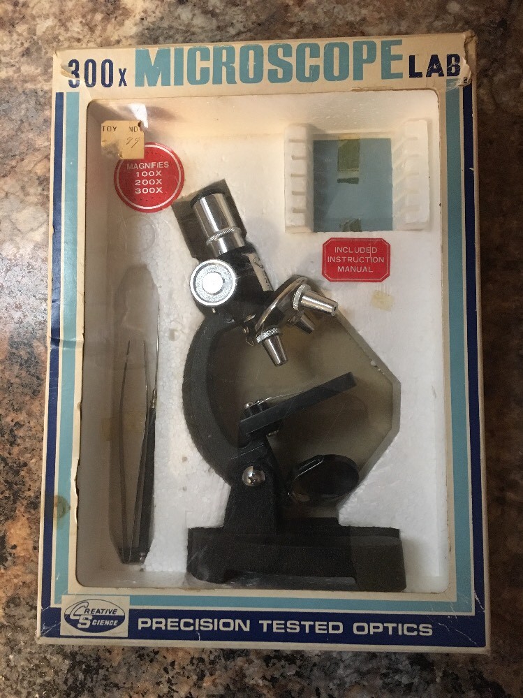 Vintage Precision Tested Optics 300 Power Microscope Lab w/Box~Creative Science