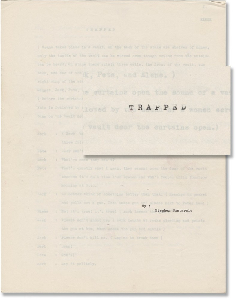Stephen Sustarsic TRAPPED Original script for an unproduced play 1970 #164143