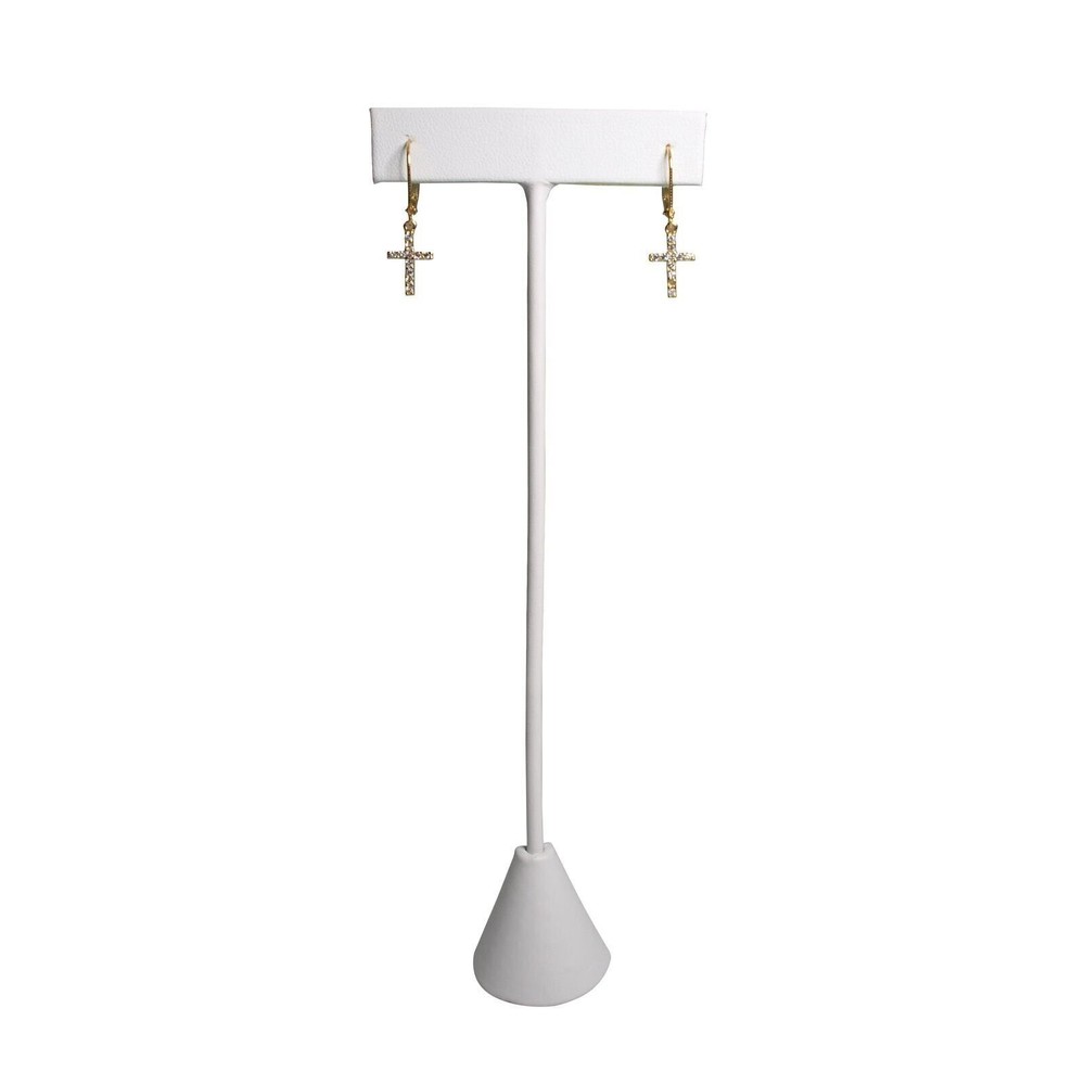 White Leatherette Earring T Shape Display Stands