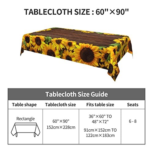 Sunflower Tablecloths Polyester Table Cloth for Kitchen Dinning Table White5