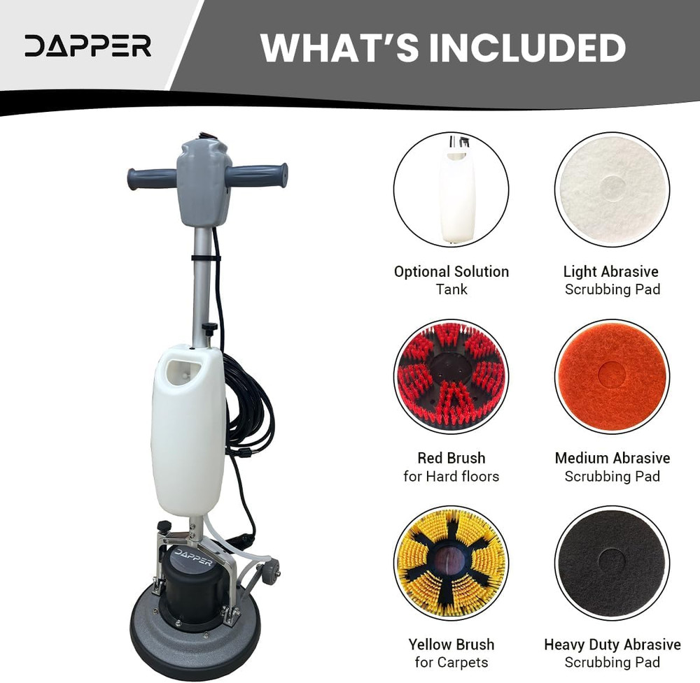13" Heavy-Duty Multi-Functional Floor Buffer Polisher Machine - Clean, Buff, Scr