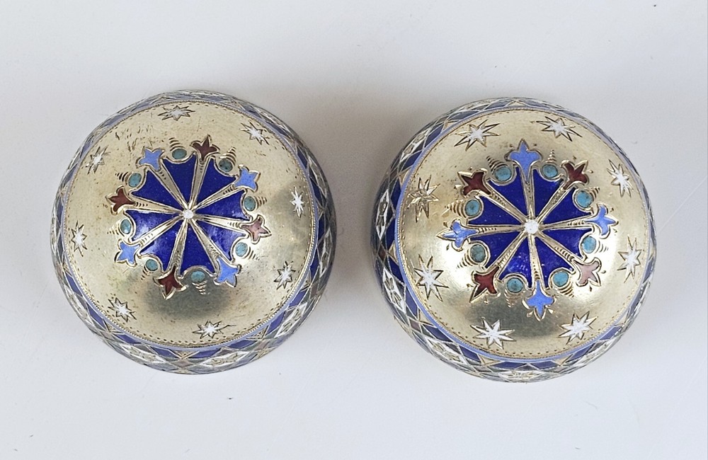 Fine 19C Russian Silver Champleve Enamel Easter Egg
