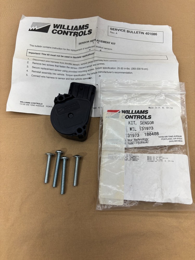 Genuine Williams Controls 131973 Throttle Position Sensor Kit Accelerator Pedal