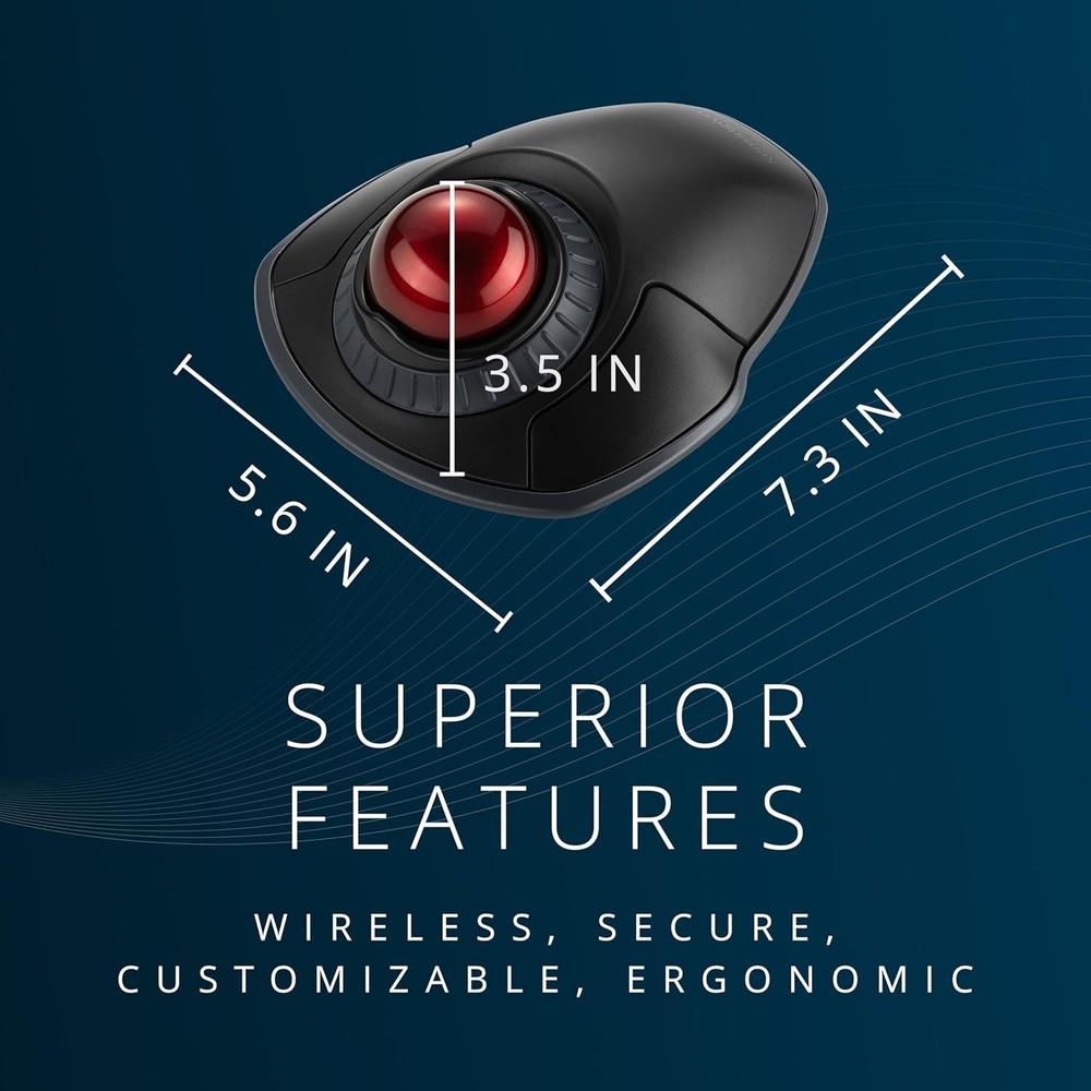 Orbit Wireless Trackball - Ergonomic, Scroll Ring, Bluetooth, 30ft Range