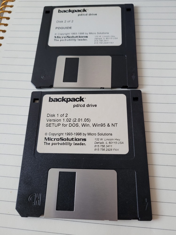 backpack pd/cd drive disk 1 + 2 MicroSolutions - 3.5" floppy disk