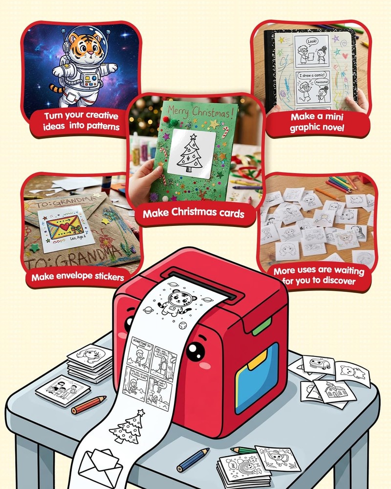 Smart AI Voice Sticker Printer Box, Magic Thermal Sticker Maker with Display,...