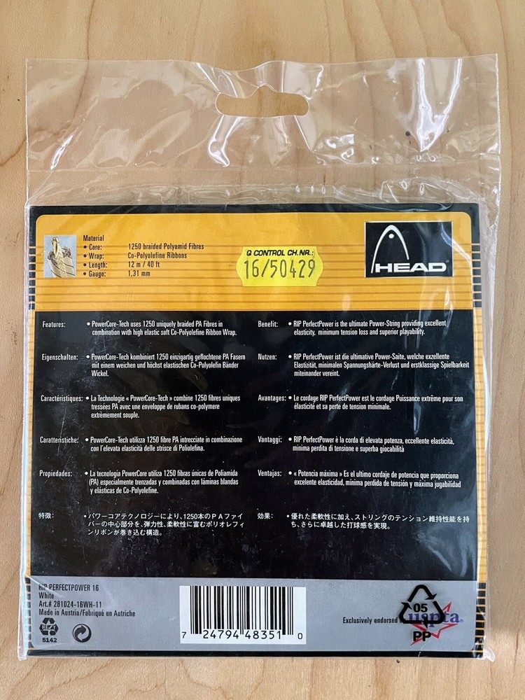 Head RIP PerfectPower 16 tennis string, new in package