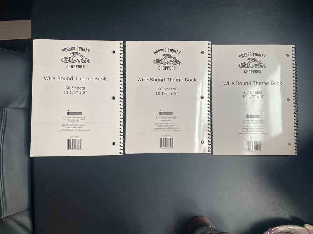 3 Orange County Choppers spiral bound notebooks 60 pgs 2005