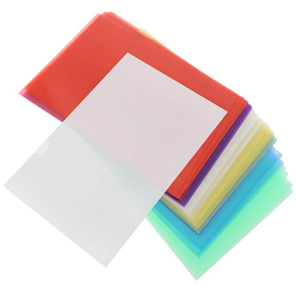 24 Pcs Plastic File Folders with Pockets Document Sleeves Bag Envelopes