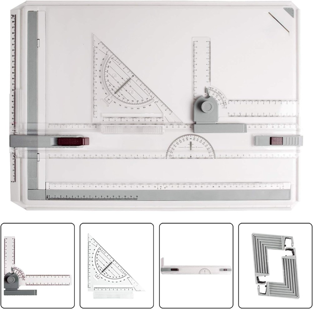 JILoffice A3 Drawing Board, Lightweight Multi-Funtion Drafting Table White