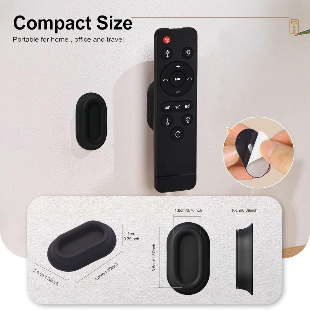 Magnetic Remote Control Holder Wall Mount, 4 Pack Silicone Organizer, Black