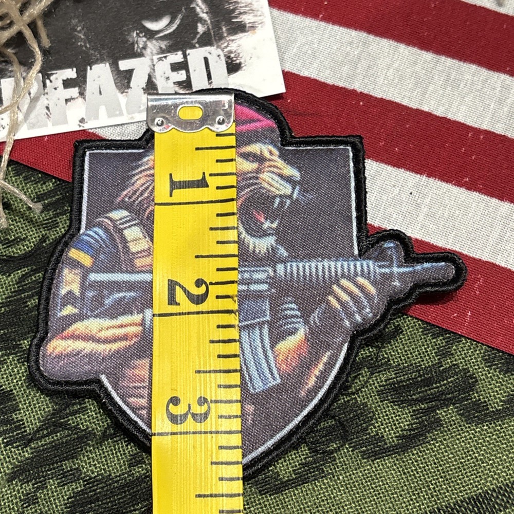 Lion Warrior Spirit Tactical Hook Loop Patch High Quality 3.5x3.5”
