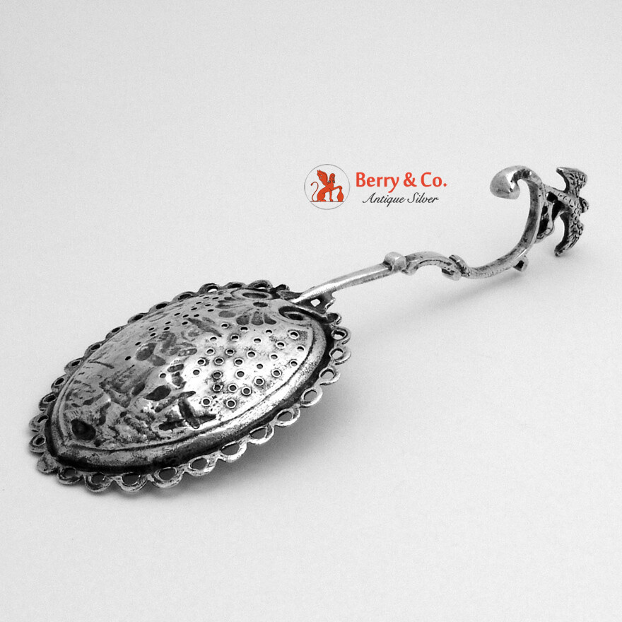 Monkey Spoon German 800 Silver Eagle Finial Figural Bowl 1880
