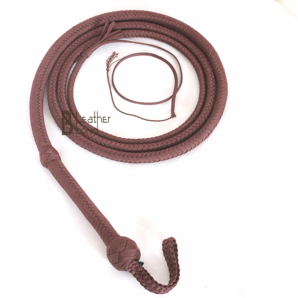 Indiana Jones Bull Whip 6 to 16 Foot 12 Plaits Brown Nylon Para-cord Bullwhip