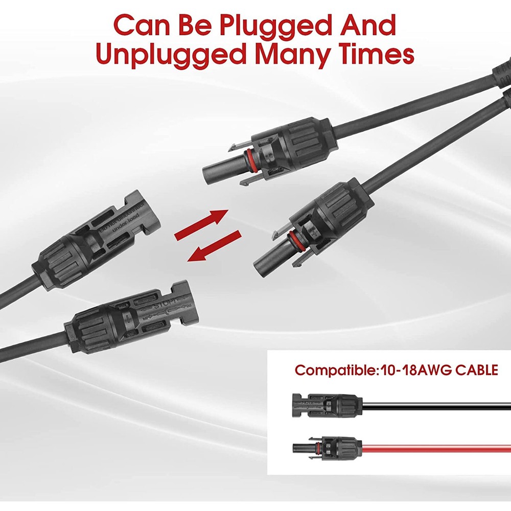 Solar Connectors Y Branch Parallel Adapter Cable Wire Plug Tool for Solar Panel