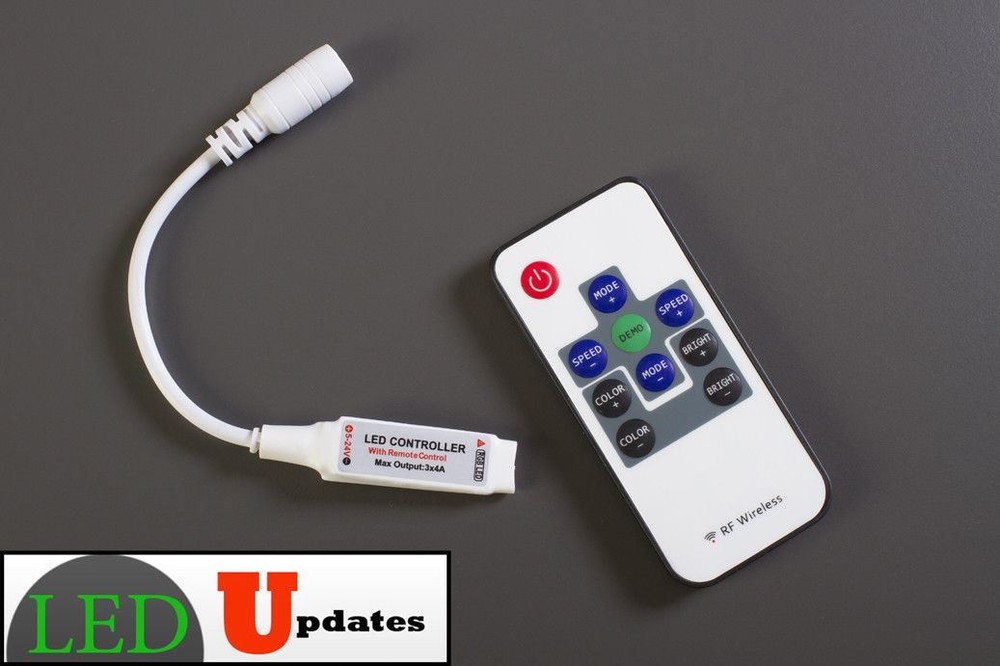 Slim Wireless RGB Controller + Remote for Strip Tape Module LED Light 12-24v