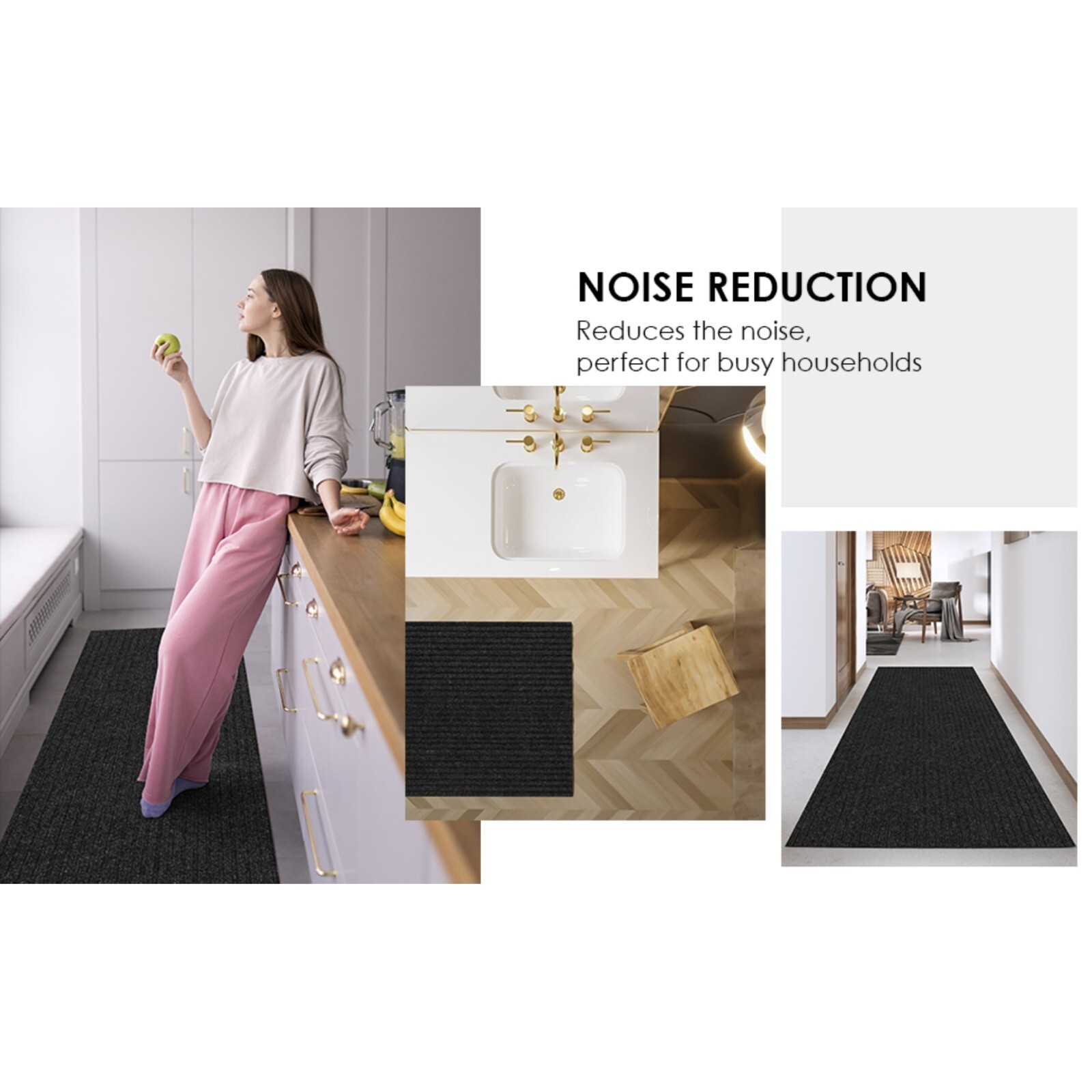 Runner Rug 2 x 6, 3 x 10 ft Hallway Non Slip Rubber Rugs for Kitchen Carpet