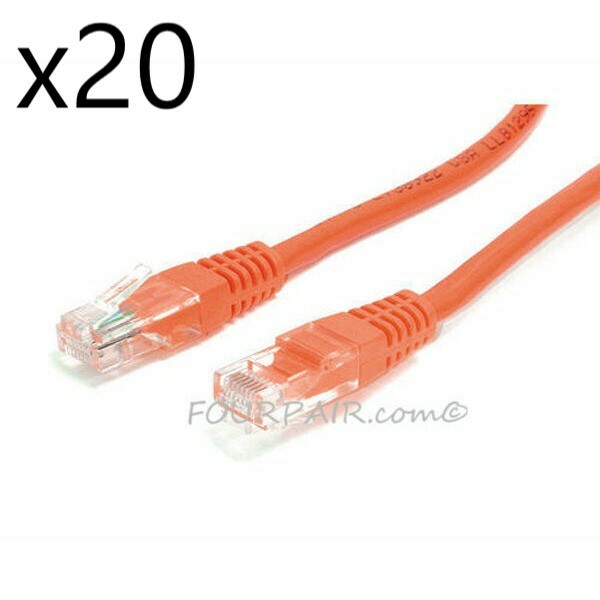 20 Pack Lot 25ft CAT5e Ethernet Network LAN Router Patch Cable Cord Wire Orange