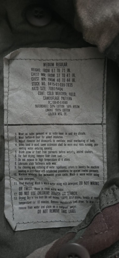 Vintage Army M65 Cold Weather Field Jacket MEDIUM REGULAR