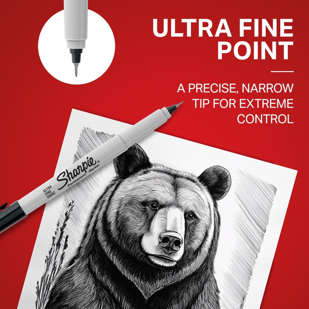 Sharpie Ultra Fine Point Permanent Markers 5 Count Black Quick Drying Ink