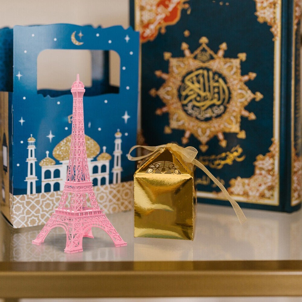Table Eiffel Tower Decor Statue Figurine Office Metal Ornaments