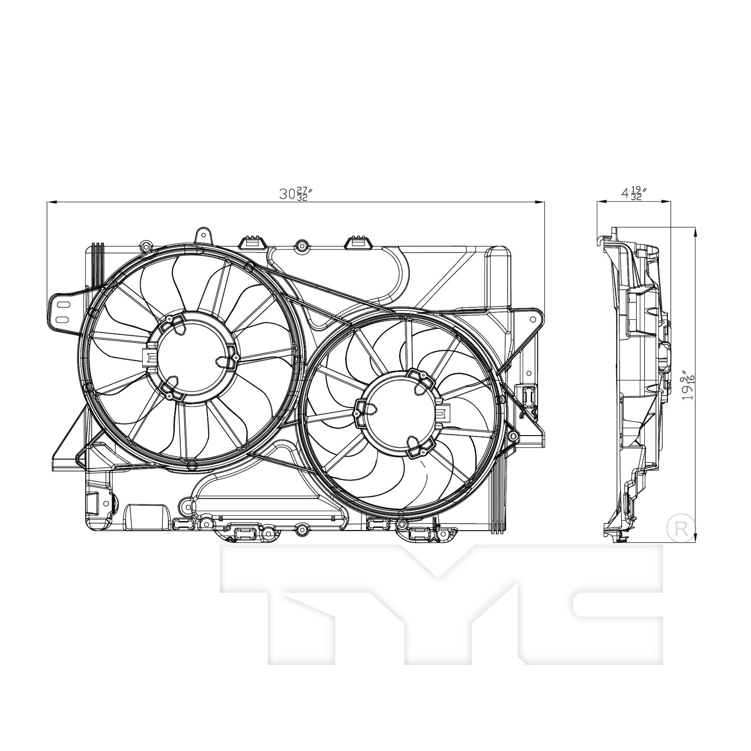 Dual Radiator & Condenser Cooling Fan Assembly for 13-17 Chevy Equinox 3.6L