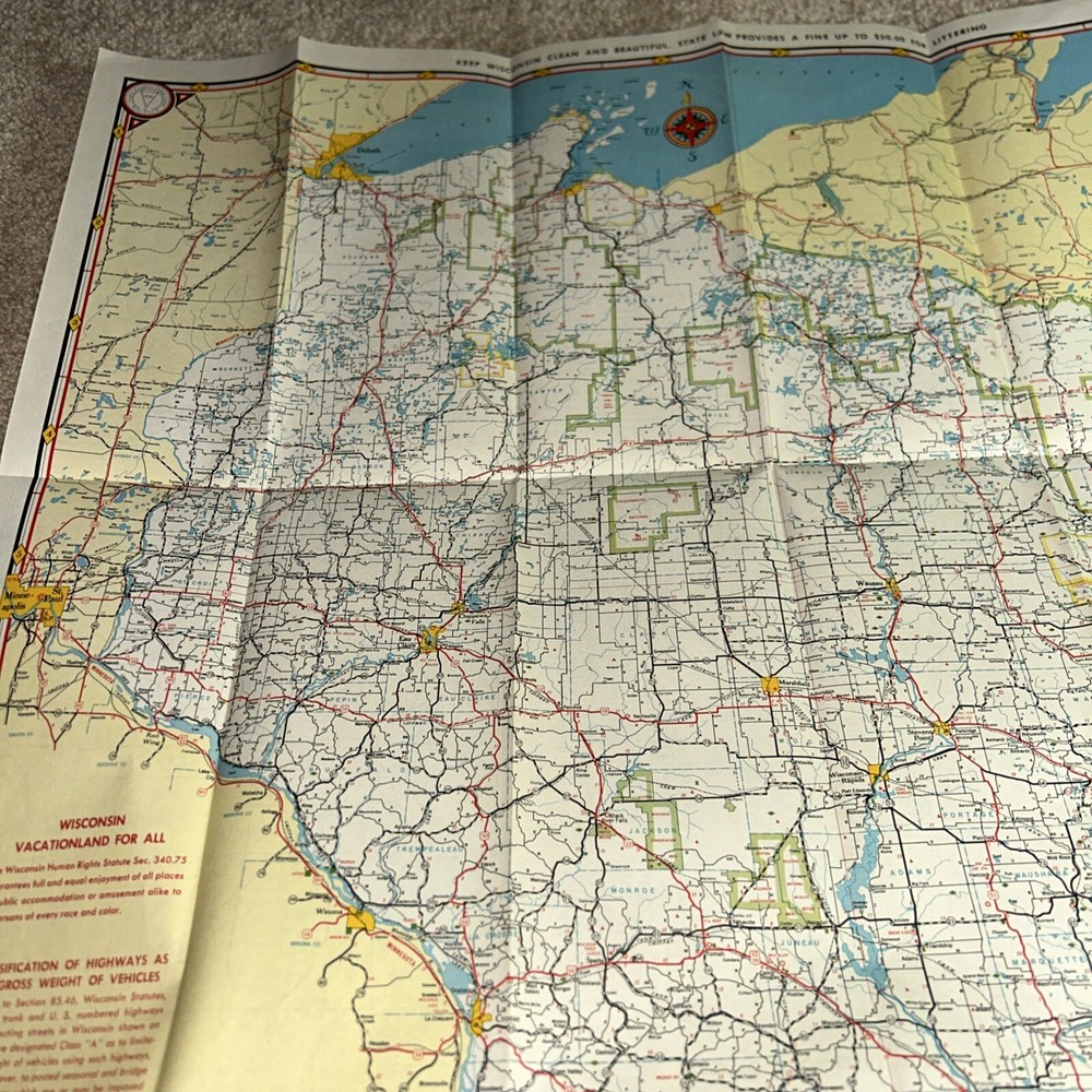 1957 WISCONSIN HIGHWAY MAP