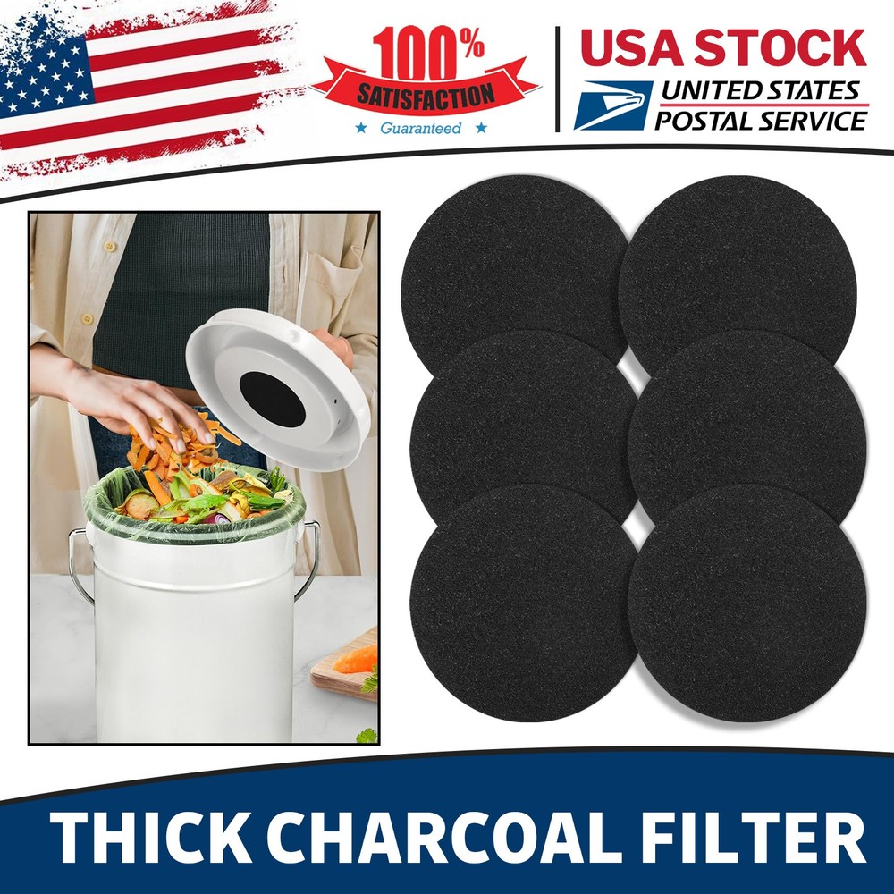 6.7" Round Charcoal Filter Extra Thick 1cm For Kitchen Compost Bin Replace