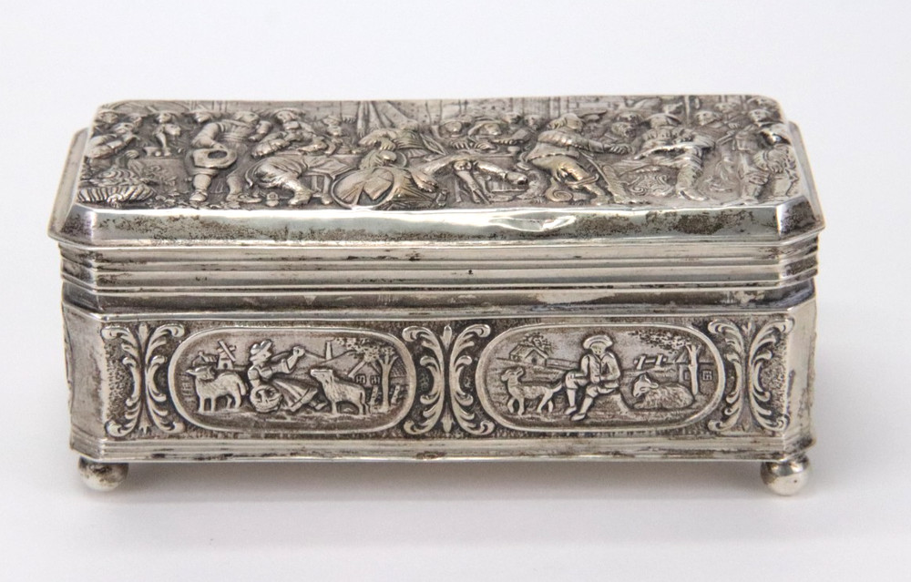 Antique 800 Silver Ornate Snuff Box